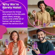 Barely Halal Gummies - Ashwagandha, Shilajit, Sea Moss, Lion's Mane, Black Seed - Halal Certified, Vegan, Mood &Focus Support - 60 Gummies