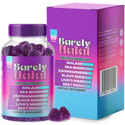 Barely Halal Gummies - Ashwagandha, Shilajit, Sea Moss, Lion's Mane, Black Seed - Halal Certified, Vegan, Mood &Focus Support - 60 Gummies