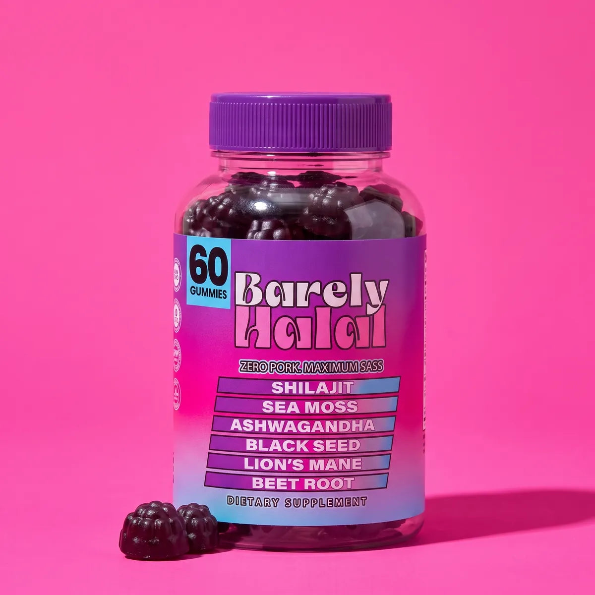 One bottle of Barely Halal gummies